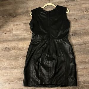 AQUA Luxe black leather fully lined dress, sz. M